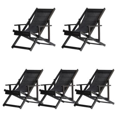 Imagem de Kit 5 Espreguiçadeiras Dobrável Black Cb-preto