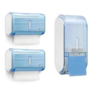 Imagem de Kit 1 Saboneteira Azul + 2 Toalheiros Azul - PREMISSE