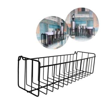 Imagem de Cesto Organizador Aramado Multiuso Preto Branco Cromado 30x9 - ARAMEFI