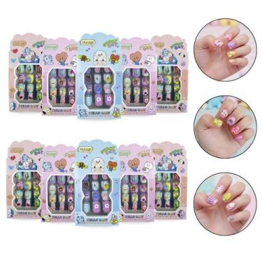 Imagem de Kit 120 Unhas Postiças Infantil Com Relevo 3D Autocolante - Arte Seduc