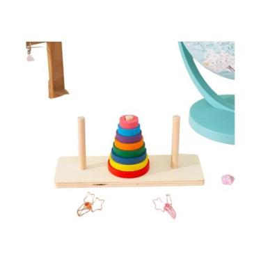 Imagem de Brinquedo Colorido De Madeira Em 8 Camadas - Torres De Hanói Para Cria