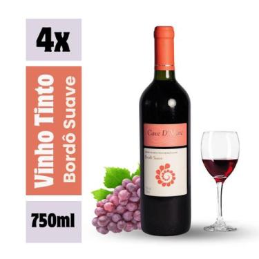 Imagem de Kit 4 Vinho Tinto Cave D Marc Bordô Suave 750ml - Cave DMarc