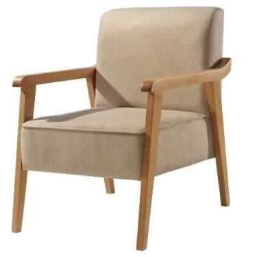 Imagem de Poltrona Amora Linho Bege Médio Confortável Sala De Estar - Poltjá Mov