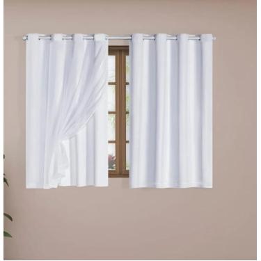 Imagem de Cortina blackout pvc com voal 2,00l x 1,60a curta branco - BELLA JANEL