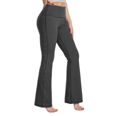 Imagem de Calças de ioga BUBBLELIME, cintura alta, bota, nylon_heatherblack