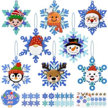 Imagem de 80UncleKimby 30 peças de artesanato de Natal para crianças – Kit de enfeites de feltro de floco de neve DIY para festas de inverno, artes de sala de aula e kits de artesanato a granel