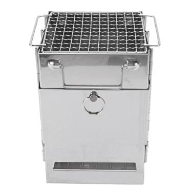 Imagem de Fogão a Lenha Cam Grelha de Churrasco Integrada Em Aço Inoxidável Dobrável para Grelha de Piquenique Ao Ar Livre Quente Pode Aceitar Diferentes Folhas e Galhos que você Fogão a