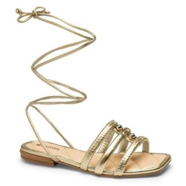 Imagem de Sandália Amarracao Na Perna Mississipi MF222-0002 Feminina - Dourado-Feminino
