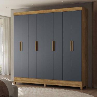 Imagem de Guarda Roupa Casal Ambiente Marajó 8 Portas Freijó Cinza – Moval