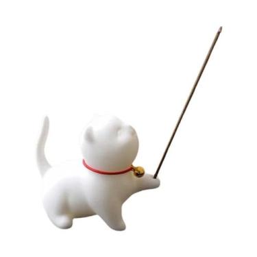 Imagem de Queimador De Incenso Cerâmico Mini Gato Fofo, Suporte Decorativo Para 