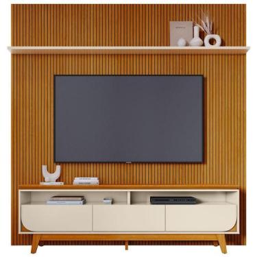 Imagem de Rack Para Sala Com Painel Ripado Para TV 75 Pol Lavine M07 Cinamomo Of