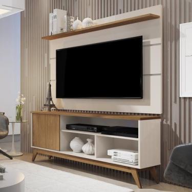 Imagem de Rack com Painel Retrô para TV até 60 Polegadas MDF 136cmx133cm Pés em 