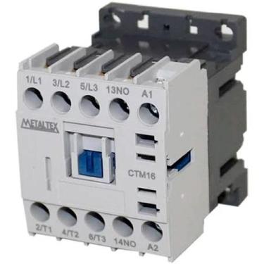 Imagem de Ctm16-a0-310 mini contator 16a 12vcc 1na - METALTEX, Branco e Cinza