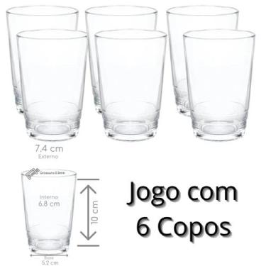 Imagem de Jogo de 6 Copos Vidro 270ml - Vidro Grosso e ideal para Agua, Refriger