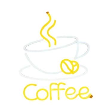 Imagem de Luminária LED USB Regulável Com Efeito Neon De Café, Brilho Amarelo Qu