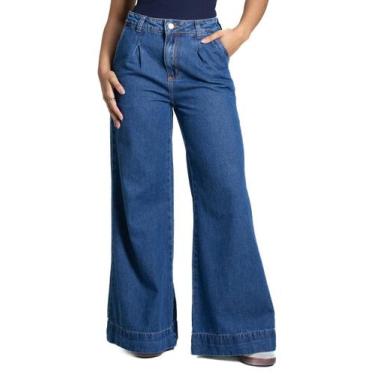 Imagem de Calça Jeans Sawary Wide Leg Petit - 282470 - Azul médio 38, Azul, 38