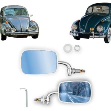Imagem de Par Retrovisor Fusca Mexicano Cromado Convexo Azul - ROSSO & VR