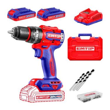 Imagem de Furadeira Impacto Sem Fio Brushless 20v 66nm 13mm Com 2x2.0ah - EMTOP
