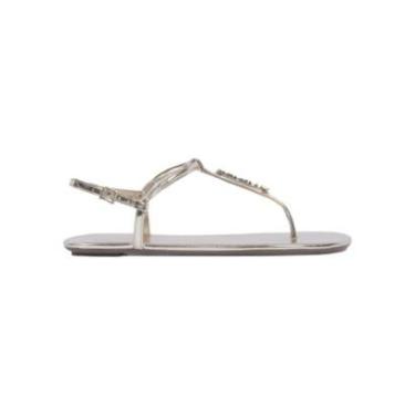 Imagem de Sandália Rasteira Feminina Schutz Crystal Tiras Dourada-Feminino