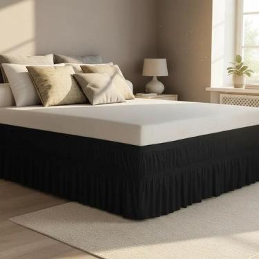 Imagem de Saia Para Cama Box Casal Padrão Preto Malha Elástico Duplo - BELCAPAS