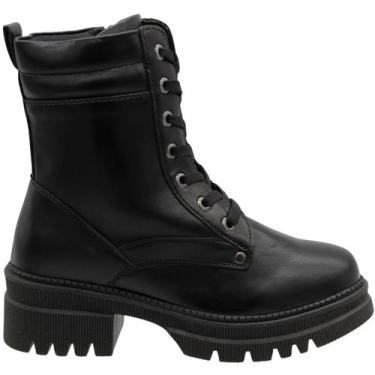 Imagem de Bota Coturno Cano Médio Mooncity Feminina, Preto, 36