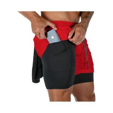 Imagem de Shorts Esportivos 2 Em 1 Camo Quick Dry Para Corrida, Academia, Treino