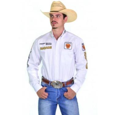 Imagem de Camisa Bordada Country Radade Masculina Brands 100% Algodão, Branco, P