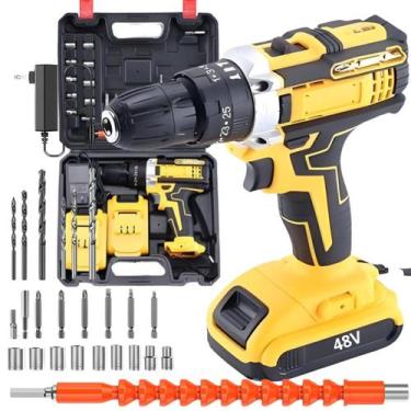 Imagem de Parafusadeira Profissional Furadeira De Impacto Sem Fio 48V Kit Comple