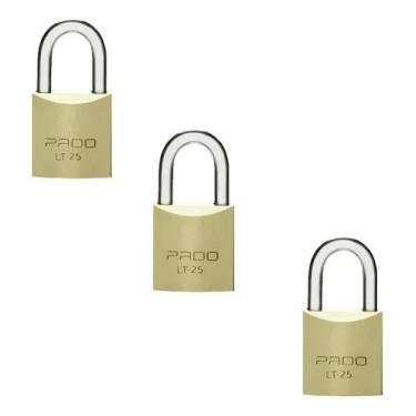 Imagem de Kit c/3 Cadeado Pado 25 mm Mesmo Segredos Iguais Mesma Chave
