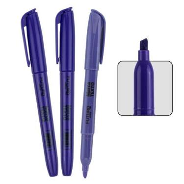 Imagem de Kit Com 3 Unidades Marca Texto Caneta Ponta Chanfrada Escolar Para Org