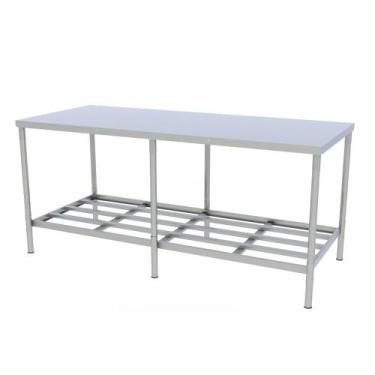 Imagem de Mesa Panificadora Desmontavel Bancada Com Paneleiro 87x190x60 em Aço I