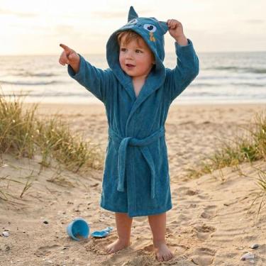 Imagem de Roupão Infantil e Bebê Atoalhado Dragão Azul Tip Top, 3