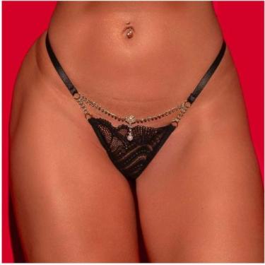 Imagem de Fio Dental Tanga Fatale Strass Pimenta Sexy, Preto