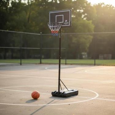 Imagem de Tabela De Basquete Com Base E Altura Ajustável 1,90 à 3,05m - Yeladim 