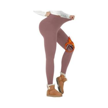 Imagem de Leggings Térmicas Femininas De Cintura Alta Forradas Com Fleece, Calça