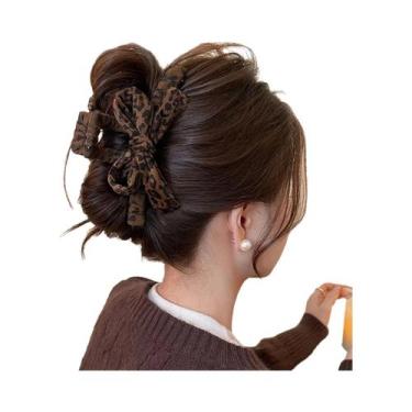Imagem de Presilha De Cabelo Com Estampa De Leopardo E Laço Para Mulheres, Acess