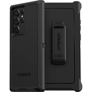Imagem de OtterBox Capa para Galaxy S22 Ultra Defender Series - preta, robusta e durável, com proteção de porta, inclui clipe de suporte para coldre