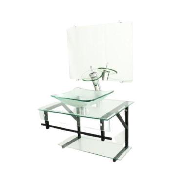 Imagem de Gabinete De Vidro 60Cm Apx Com Cuba Quadrada - Incolor