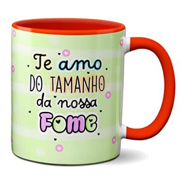 Imagem de Caneca Flork Namorados Fofos Te Amo Do Tamanho Da Nossa Fome (Vermelha)
