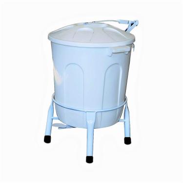 Imagem de Lixeira Plástica com Suporte Pedal em Aço Branca 30 Litros