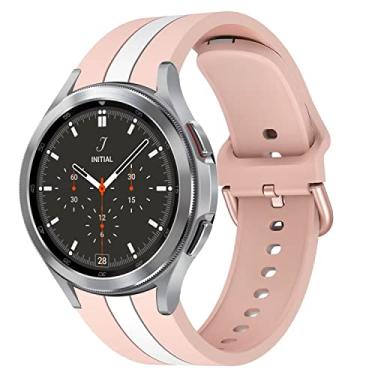 Imagem de Pulseira de silicone compatível com Samsung Galaxy Watch 4 40 mm/44 mm, Pulseira de relógio esportiva listrada para Galaxy Watch 4 Classic 46 mm/42 mm/Galaxy Watch 3 41 mm Smartwatch Substituição