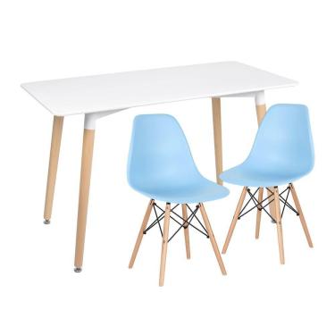 Imagem de KIT - Mesa de jantar retangular Eames 60 x 120 cm branco + 2 cadeiras Eiffel DSW