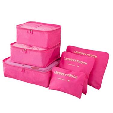 Imagem de Kit organizador de mala 6 peças para viagem bagagem (Rosa Pink)