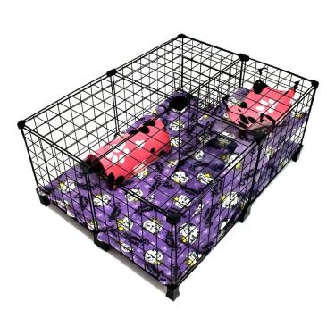 Imagem de Cercado para Porquinho da Índia 60x80x30 Mini Andar com Acessórios Toca Rede Porta Feno e Soft