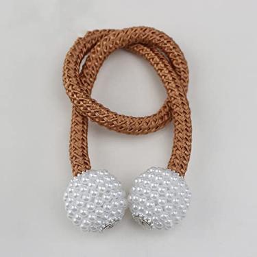 Imagem de pcs Pearl Magnetic Cortina Clipe Suporte de Cortinas Fivela Pendurada Fivela Bola Pendurada Acessórios para Cortina Decoração de Casa, Café Leve, 45,50cm