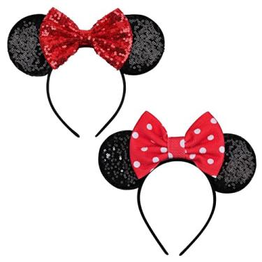 Imagem de FANYITY Orelhas de fantasia da Minnie, 2 faixas de cabeça para orelhas de Mickey para meninas e mulheres, tamanho livre (BYBD + DH)