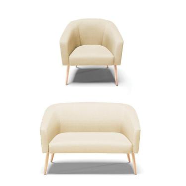 Imagem de Kit 01 Namoradeira 02 Lugares E 01 Poltrona A129 Off White