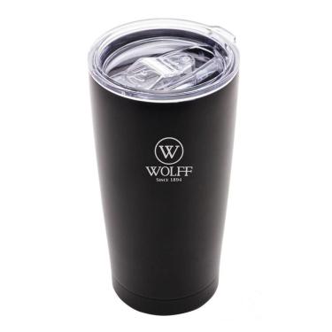 Imagem de Copo Térmico Aço Inox Preto C/Parede Dupla e Tampa 600ml Wolff