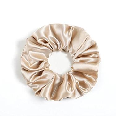 Imagem de DISANGNI Prendedores de cabelo de seda para prevenção de frizz e quebra, 22 Mommes puros 100% seda de amoreira sem danos, suportes de rabo de cavalo de seda elástica, 16 peças, cor aleatória (dourado)