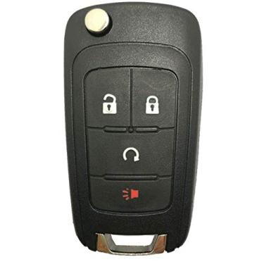 Imagem de Capa para chave Fob para Chevrolet Chevy Equinox Sonic GMC Terrain 3 botões de substituição flip dobrável Smart Car capa para chaveiro com lâmina não cortada em brancoALIWEI preto ALXFL05